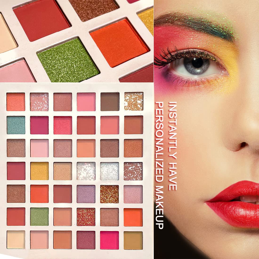 KAIQIKAIXI 42 Colors Eye shadow Palette Eye Makeup Neon Eyeshadow Palette Pallet Matte Colorful Shimmer Metallic Bright Color Pigmented Highlight Cosmetics