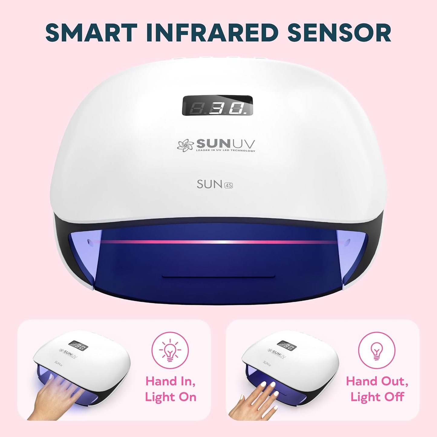 SUNUV UV LED Nail Lamp, UV Light for Gel Polish with 4 Timer Settings, Nail Dryer with LCD Display, Removable Base SUN4S Black