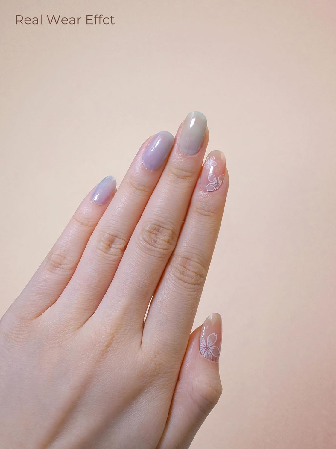 Pre Cured Gel Nail Strips - 44PCS Salon Quality Gel Nail Stickers - Long Lasting Polish Wraps for Women no UV Light Needed Easy Apply& Remove (Sorbet Blue）