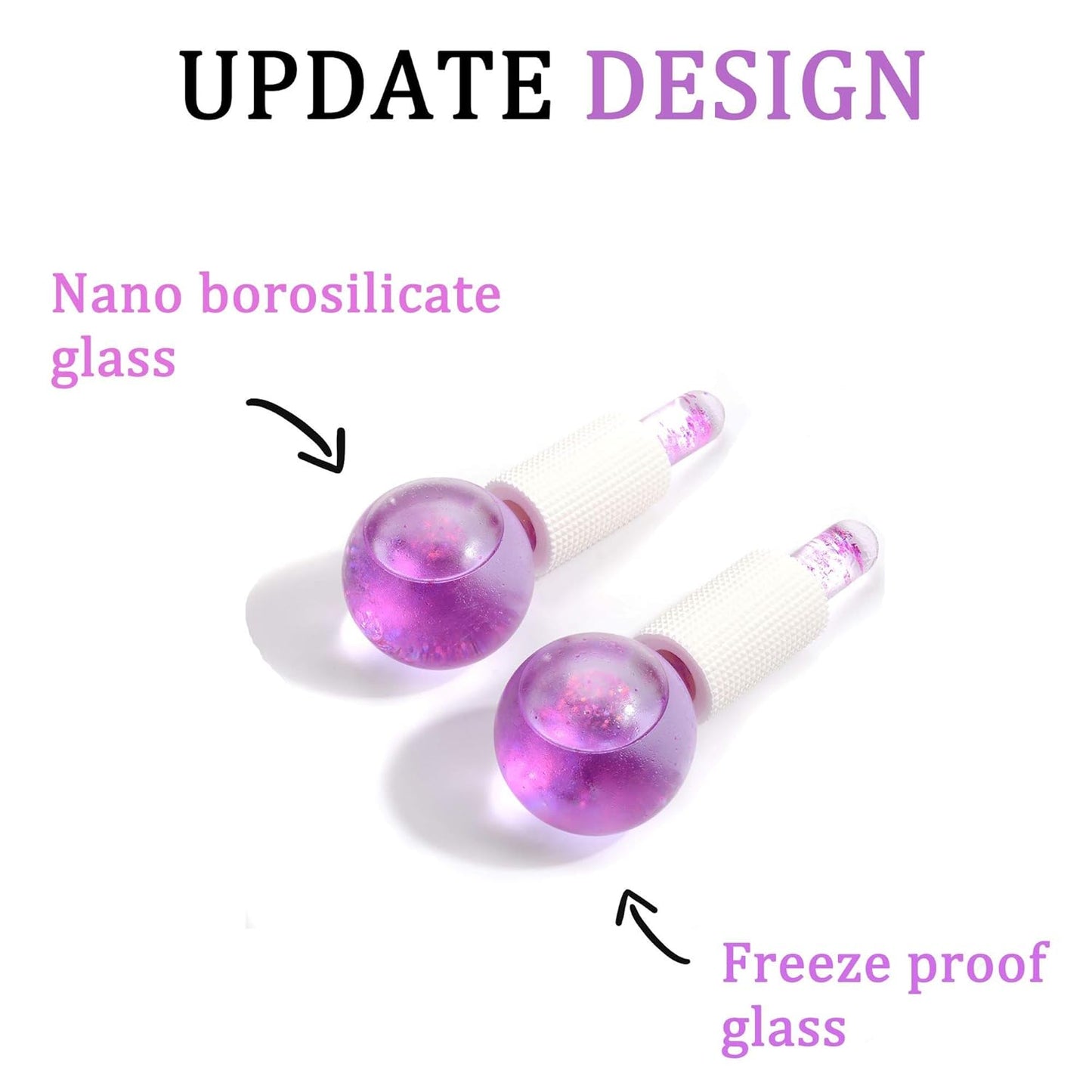 ICE BEAUTY BALLS for FACIAL, 2PCS Purple Facial Roller for Cold Facial Massage Face Roller Balls with Anti-Freeze Liquid to Reduce Puffiness, Pores, Wrinkles…