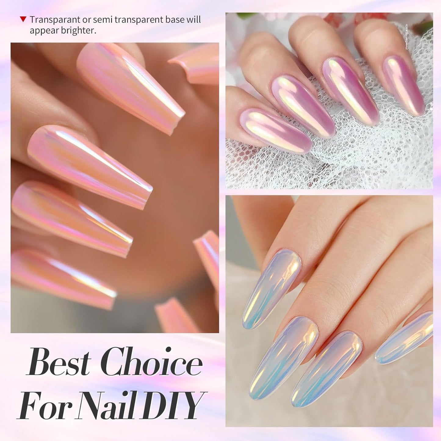 Born Pretty Chrome Nail Powder Auroras Nail Powder Mermaid Pearl Powder Glitter Dust Kit for Gel Polish Nail Art Decoration