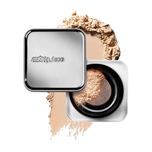 about-face Curtain Call Set & Smooth Loose Powder Veil – Lightweight, Oil-Absorbing Setting Powder with Rice Starch & Corn-Based Talc Alternative – Vegan, Cruelty-Free, Clean Beauty – 0.35oz (Light)