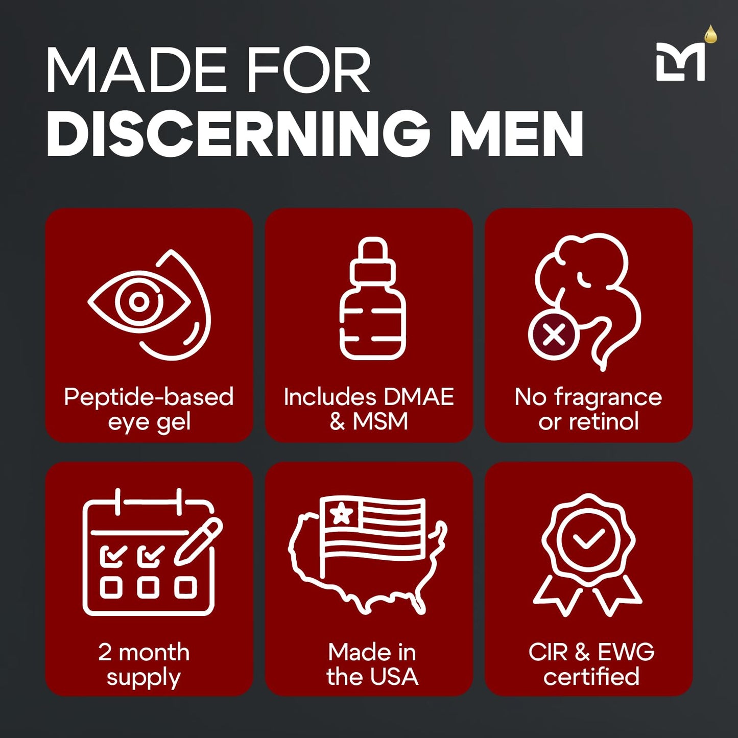 Titan Peptide Cooling Eye Gel – Mens Eye Cream – Anti-Aging Bags & Dark Circle – Eye Bags Treatment for Men – High Potency – Puffy Eyes Treatment for Men – Peptides, HA, DMAE, MSM – Unscented