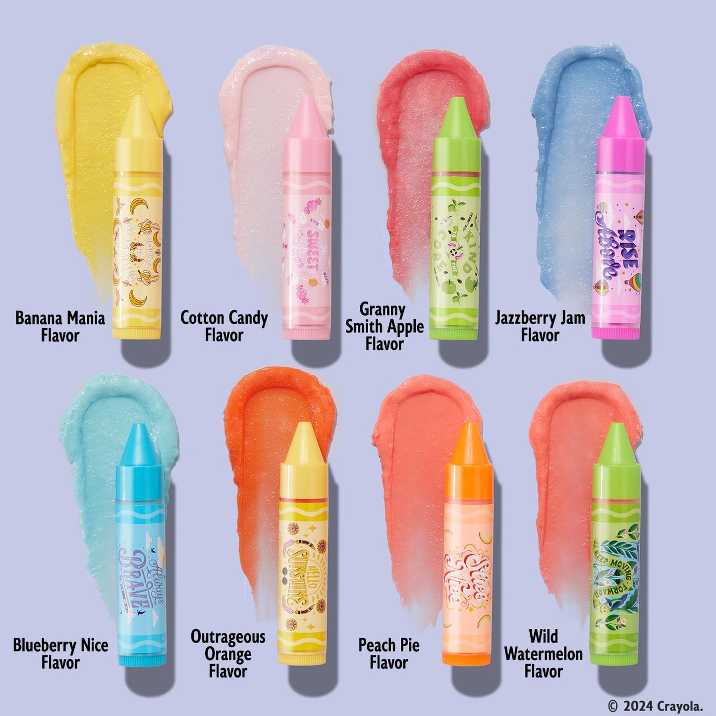 Lip Smacker Crayola Party Pack - 8 Moisturizing Lip Balms, Fun Flavors, Hydrating & Protecting, Glossy Finish - Cruelty-Free