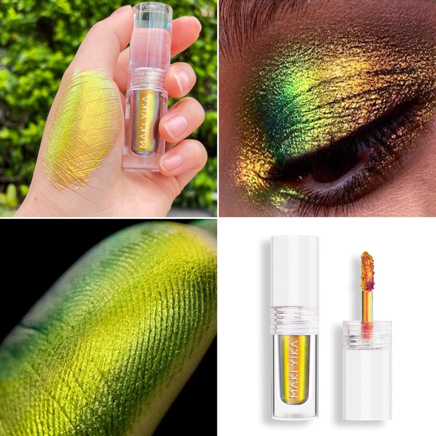 MAKI YIKA Liquid Eyeshadow Chameleon Metallic Eyeshadow Color Shifting Highly Pigmented Long Lasting With No Creasing Multichrome Eye Topper Glitters (#4 Sunrise)