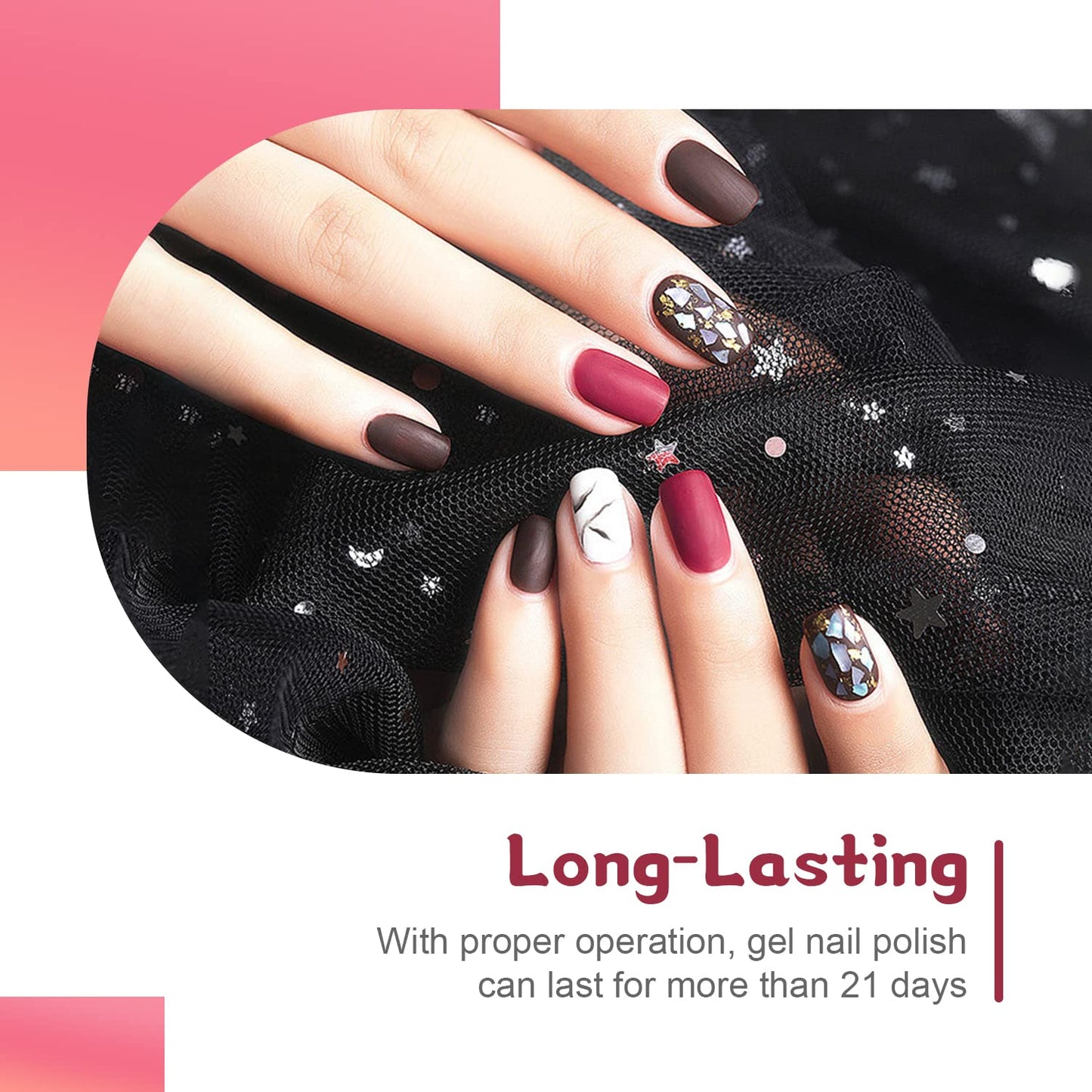 JODSONE Gel Nail Polish Starter Set Ribbon Glitter Summer Light Winter Dark Glossy 36-Piece Multi-color Gel Nail Polish Set