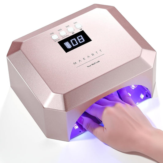 Makartt UV LED Nail Lamp for Gel Nails – Rechargeable Aurora 30W Nail Light with 39 LEDs, Large Space 2600mAh Battery 4 Timers & Auto Sensor Fast Curing Cordless Nail Lamp for Salon(Rose Pink)