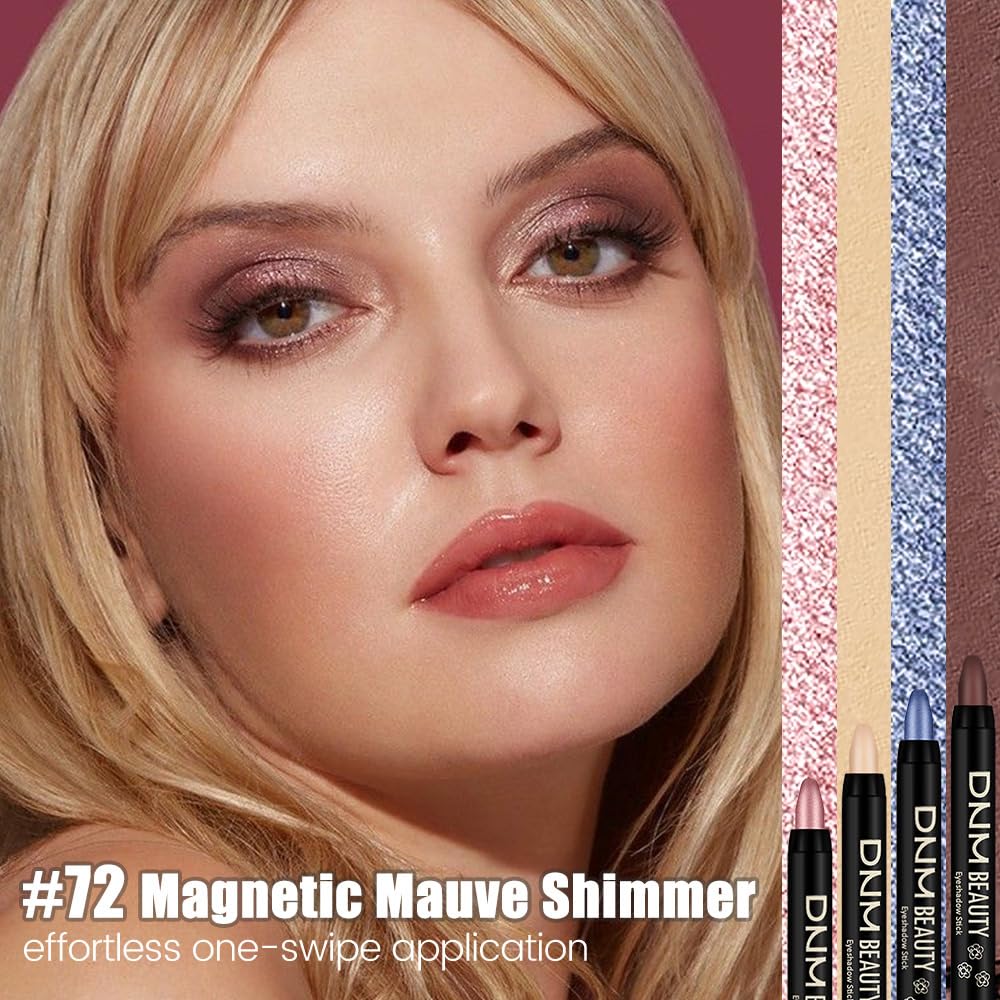 Magnetic Mauve Shimmer Cream Eye Shadow Stick Makeup for Women, Shimmer Eyeliner Pencil Eyeshadow Brightener Stick for Eyes, Waterproof Eyeshadow Applicator Blendable sombras para ojos 72#
