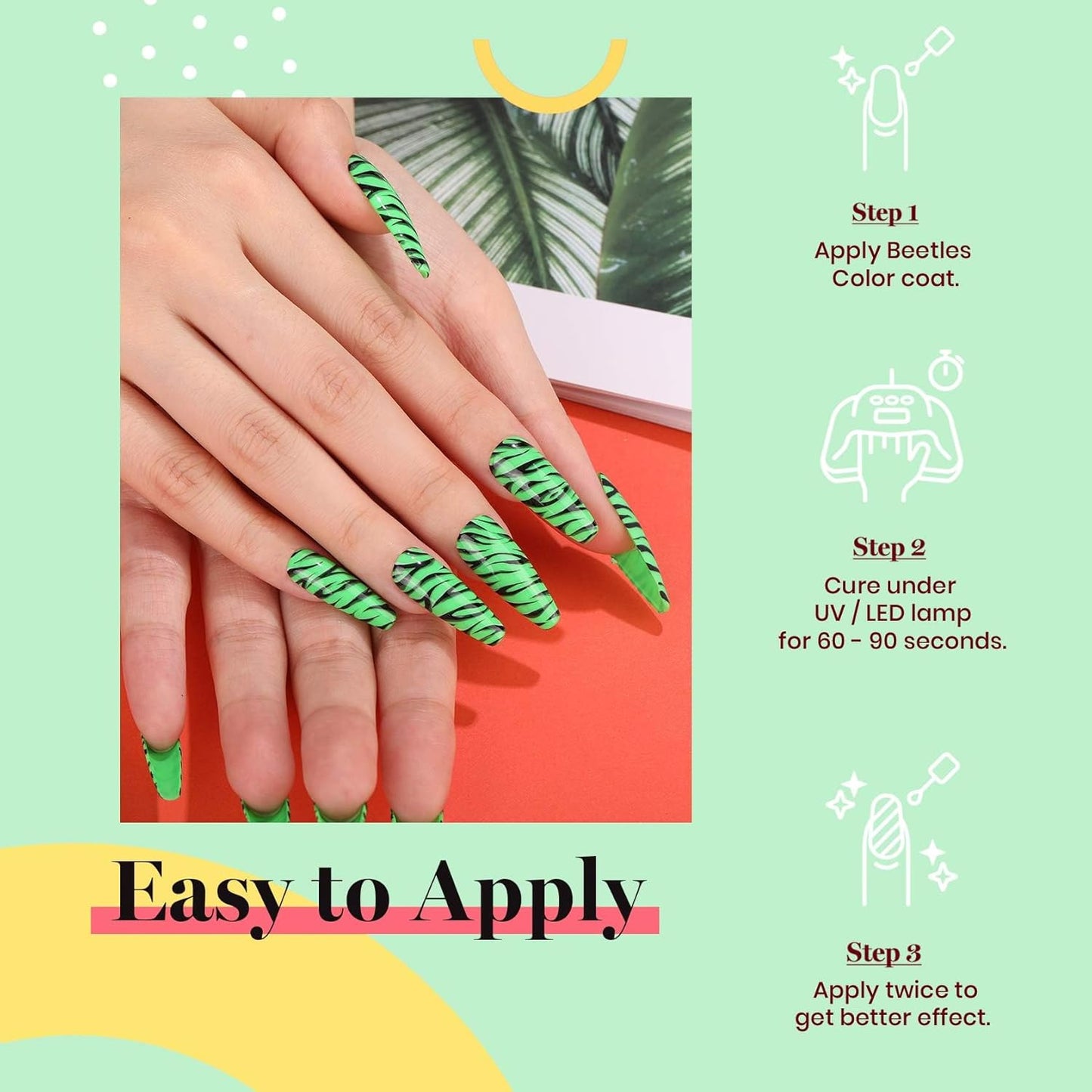 Beetles Neon Green Gel Nail Polish Halloween Gel Nail Polish 15ml Soak Off Uv LED Nail Lamp DIY Home Gift for Women Lime Green