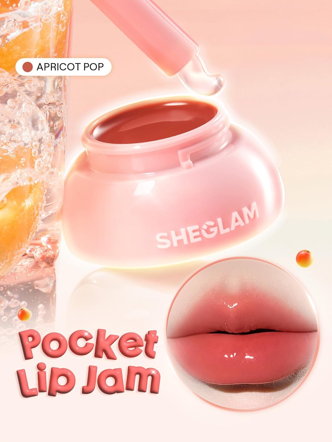SHEGLAM Hydra Jelly Pocket Lip Jam Hydrating Nourishing Lip Gloss Moisturizing Lip Makeup-Apricot Pop