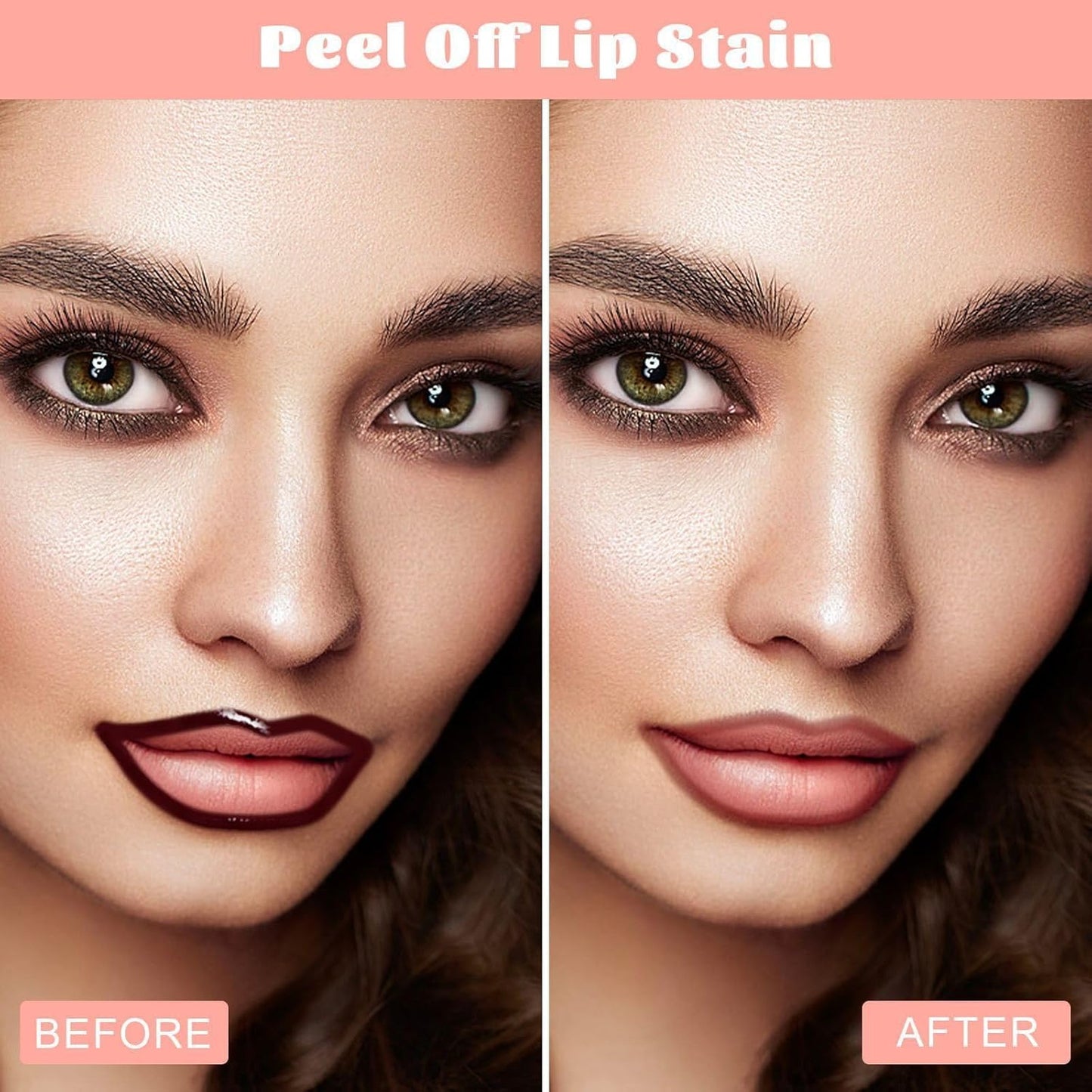 Peel Off Lip Liner Stain - Long Lasting Natural Lip Stain Transfer-proof Lip Liner, Moisturizing Waterproof Lip Gloss Stain, Highly Pigmented Color for All Skin, Ideal Gifts for Women (Mauve)
