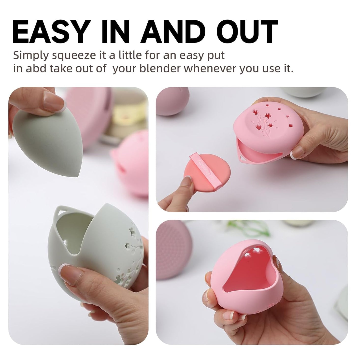 2 Pcs Makeup Sponge Holder,Beauty Blender Case, Powder Puff case, Beauty Blender Holder for Travel (Light Green)