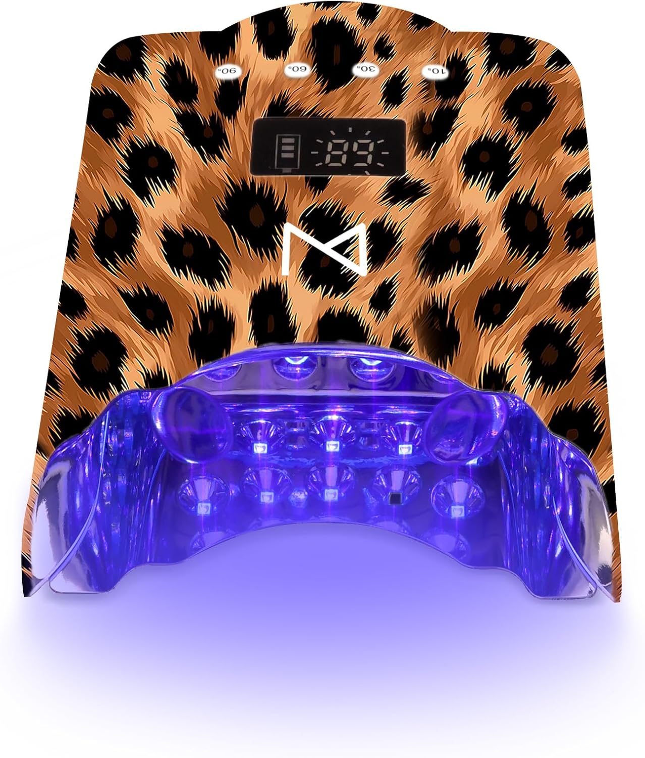 M - NEO Cordless & Rechargeable Nail Curing Lamp 78W with 4 LCD Time Display Timer, Auto Sensor, and Spacious Interior for All Hand Sizes and Nail Lengths (Leopard)