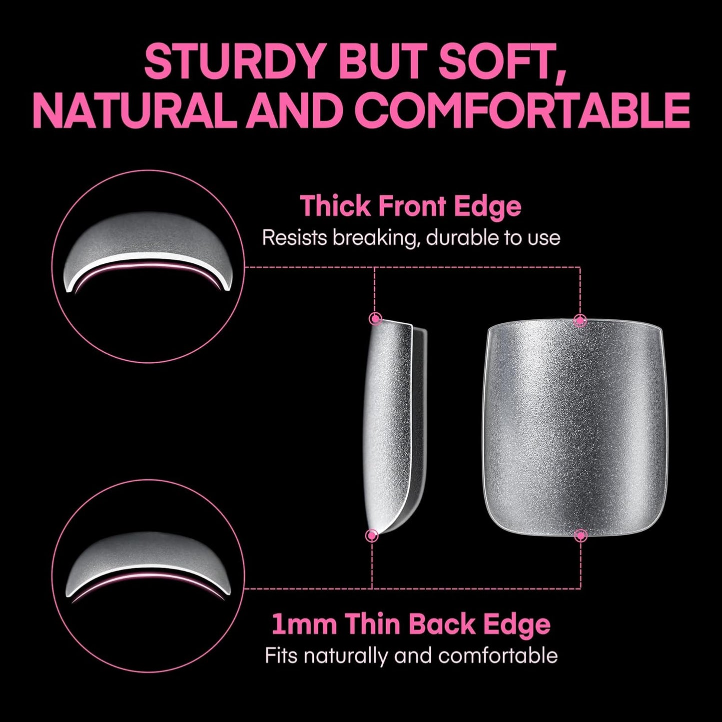 UNA GELLA Square Toe Nail Tips 216Pcs 15Sizes Full Cover Long Wider Toe Nail Tips Soft Gel Pre-Etched Double Matte Fake Toe Nail Press Ons for Big Toe Nail Extensions Home DIY Nail Salon Soak Off