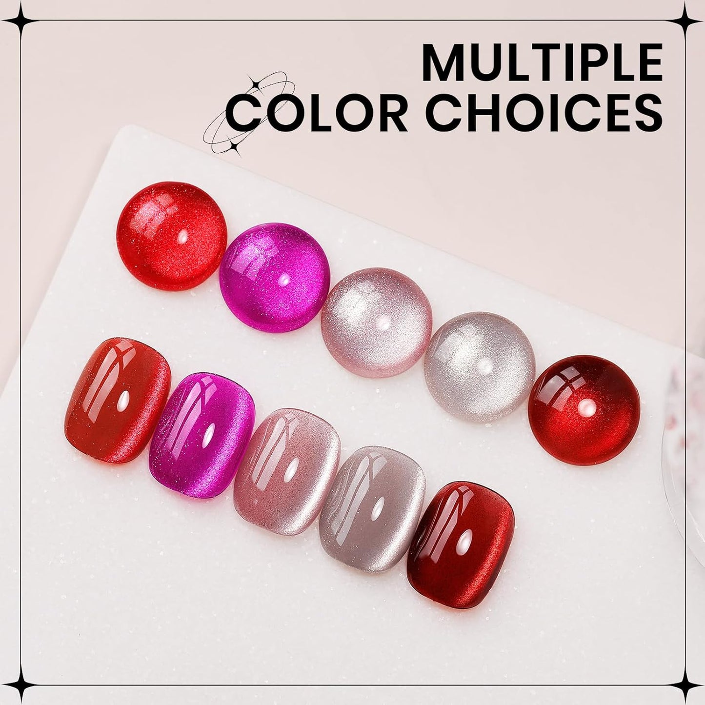 Nude Cat Eye Gel, 15ML Magnetic Crystal Holographic Cateye Gel Nail Polish Glitter Shimmer Reflective Nail Polish with Magnet Soak Off U V Salon DIY at Home