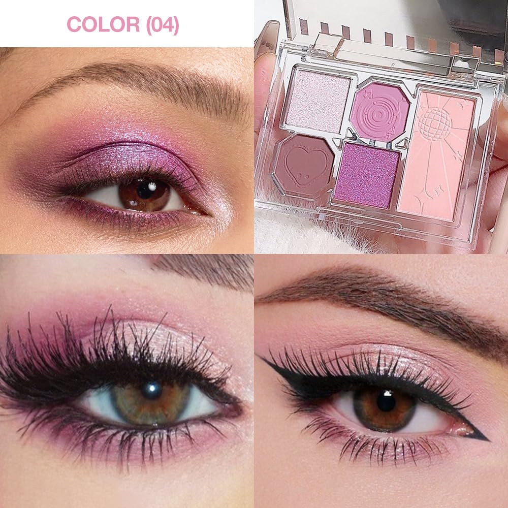 5 Colors Eyeshadow Palette Makeup, Matte Shimmer Eye Shadow Palette, Long Lasting Naturing-Looking, paleta de sombras de ojos,Everyday to Eye Makeup Looks,Vegan & Cruelty-free 04#