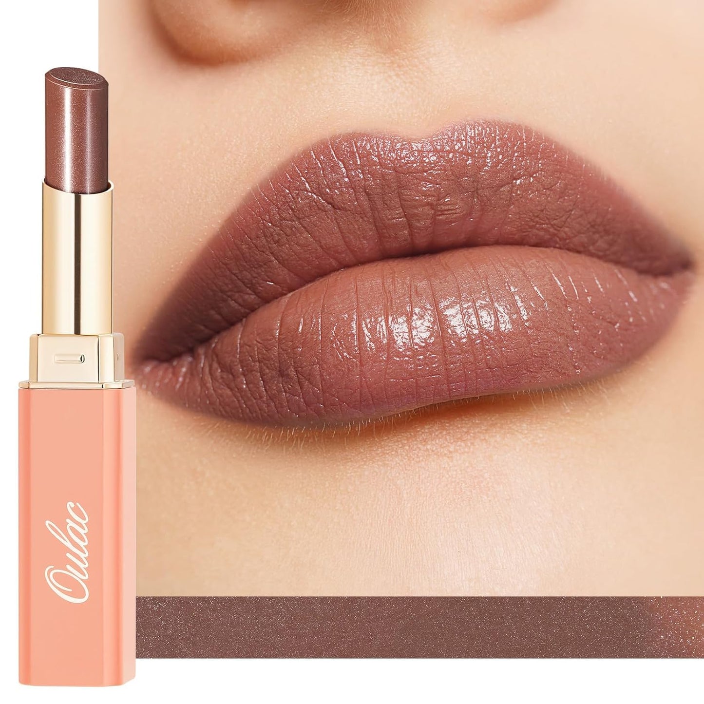 Oulac Moisturizing Shine Brown Red Lipstick for Women - 2 in 1 Glossy Brown Tinted Lip Balm, Hydrating Winter Lipstick for Dry Lips,Shine Juicy Finish Vegan 2.2g/0.07oz (03)