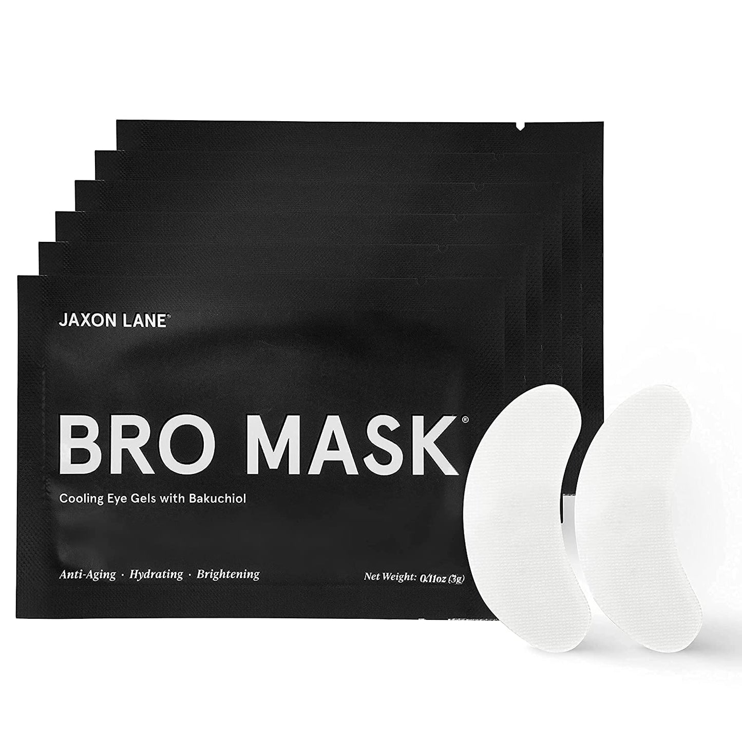 BRO MASK Under Eye Gel Pads: Cooling Eye Patches for Dark Circles and Puffiness | Anti Aging Hydrogel Eye Patch Set + Bakuchiol, Green Tea, Hyaluronic Acid, Caffeine, Niacinamide/Vit B3 (4 X 6 Pairs)
