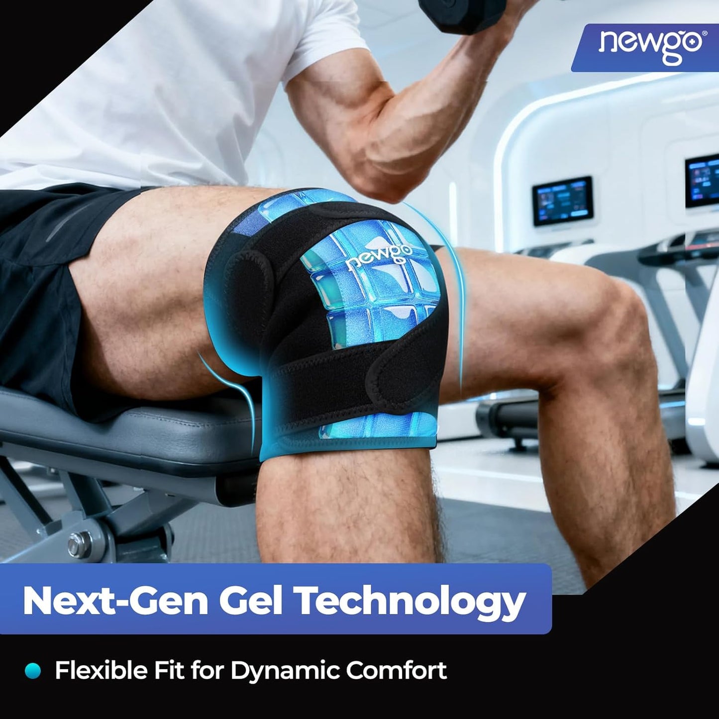 NEWGO Ice Pack for Knee Pain Relief, Extra Soft Knee Ice Pack wrap for Leg Injuries, Swelling, Knees Replacement Surgery Arthritis, Meniscus Tear and ACL