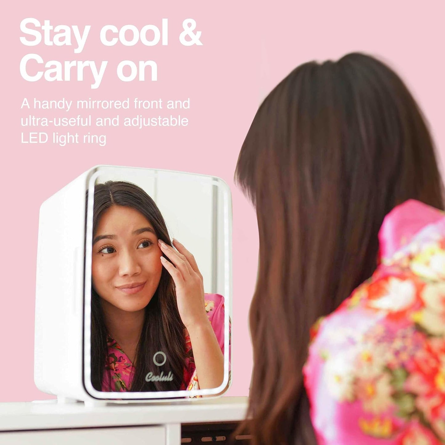 Cooluli Glow 10L Mini Skincare Fridge with Mirror & LED Light - Small Refrigerator for Skin Care, Makeup, Beauty, Cosmetics, Food & Drinks, White