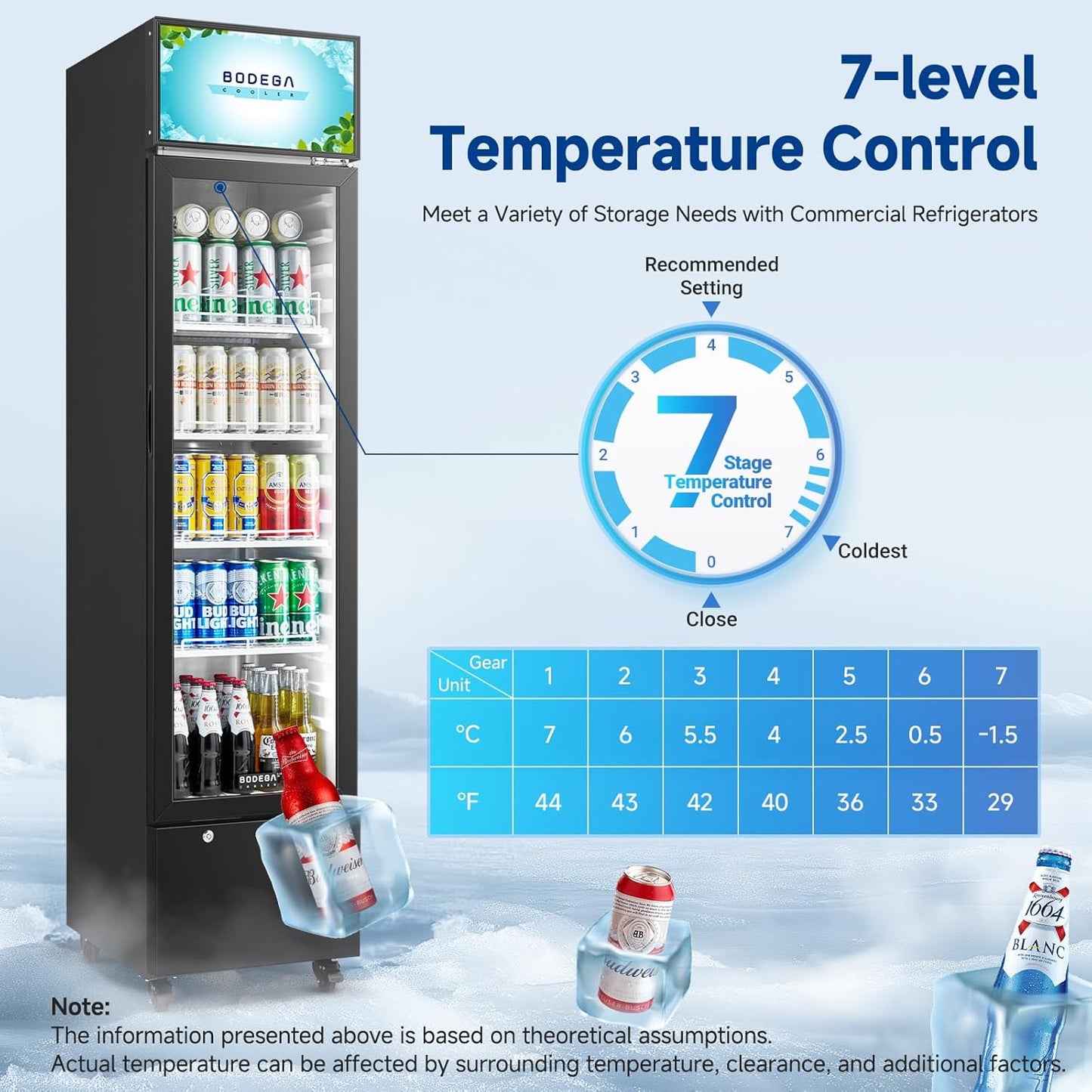 BODEGACOOLER Beverage Refrigerator and Cooler, 7.71 Cu. Ft Commercial Refrigerators for Drink, Beer, Tall Commercial Cooler for Beer, Soda, Single Door Display fridge