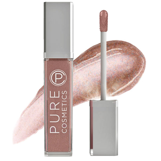 Pure Cosmetics Pure Illumination Lip Gloss - LED-lit Applicator w/Side Mirror - Non-Sticky, Moisturizing & Hydrating Lip Glosses - Soothes & Protects Dry Chapped Lips (Cosmic Latte)