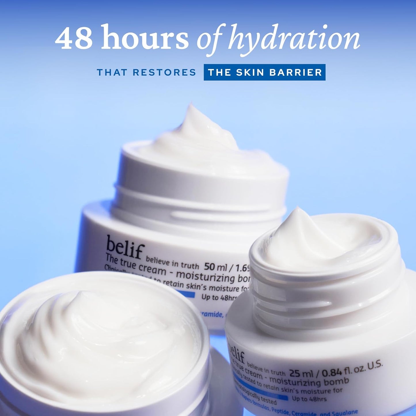 belif Moisturizing Bomb – Daily Ceramide Moisturizer with Peptide & Squalane, 48hr Hydration & Anti-Aging Cream, Milky & Lightweight, Restores Skin Barrier, Korean Skincare, 1.68 fl oz (50ml)