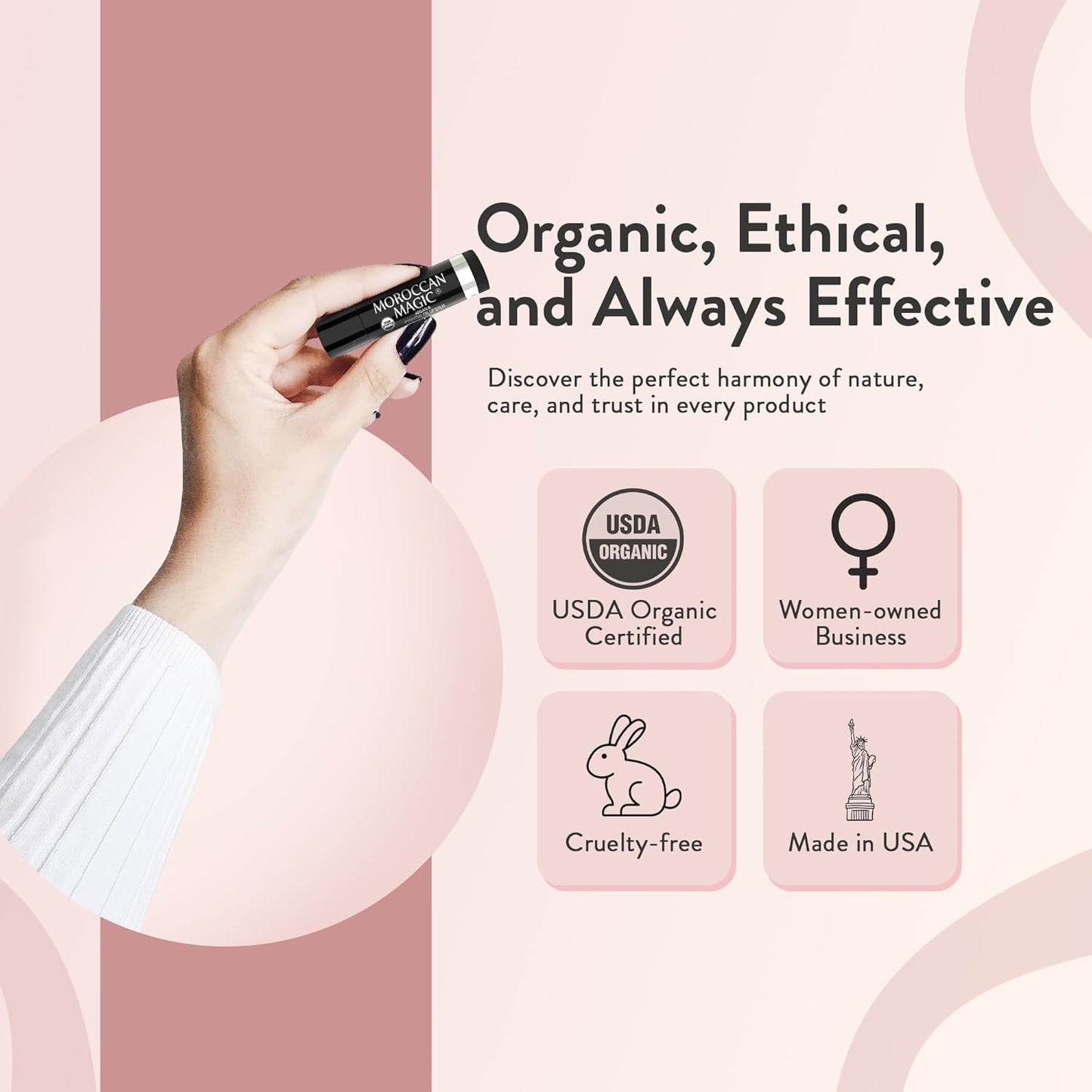 Moroccan Magic Organic Pure Coconut Lip Balm 3 Pack | Ultra-Hydrating Argan & Essential Oil Lip Moisturizer + Vitamin E | Natural Chapsticks for Dry Lips | Smooth, Non-Toxic | Organic Lip Balm Set