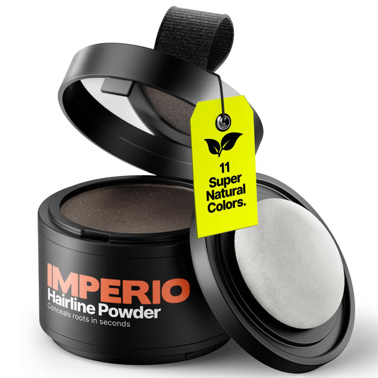 IMPERIO Root Touch Up Hair Powder for Concealing Hair Loss instantly - Hairline Powder for Women & Men - Water resistant Root Cover Up for Thinning Hair in Premium Hairdressing Quality (Dark Brown)