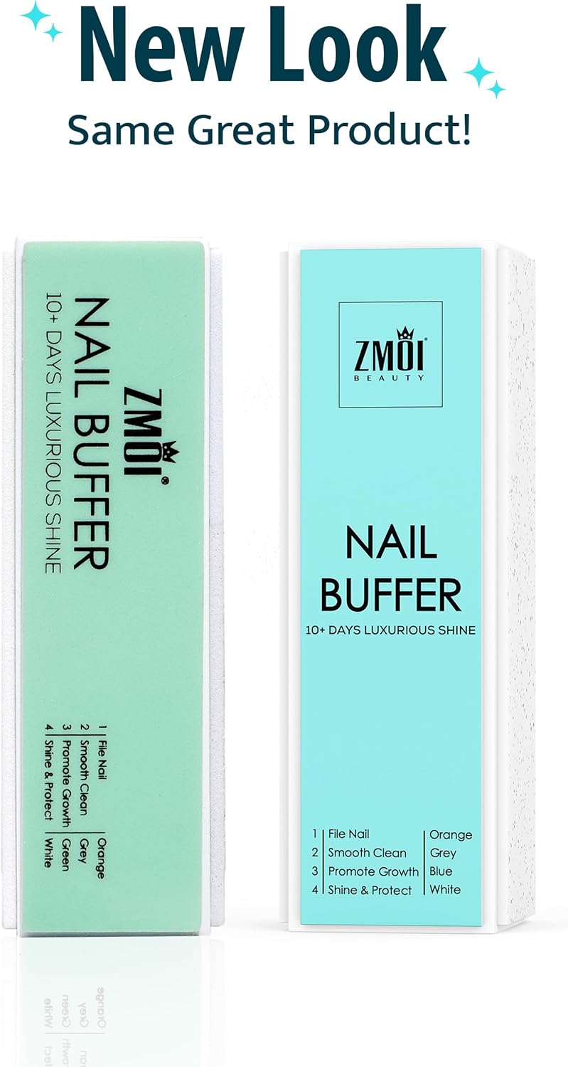 Pro Nail Buffer Block – 2 Pack Luxurious Shine Korean 4-Way Nail Buffing Block – Natural Shine Nails – Manicure/Pedicure Tools for Home and Salon