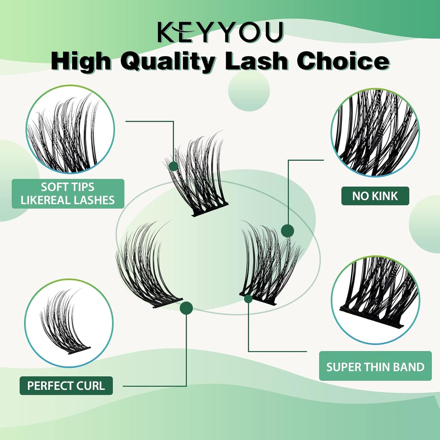 Lash Clusters 96pcs Individual Lashes Y08 D Curl 14mm Cluster Lashes KEYYOU Volume Wispy Lash Extension Soft&Comfortable Easy DIY at Home(Y08 D-14mm)