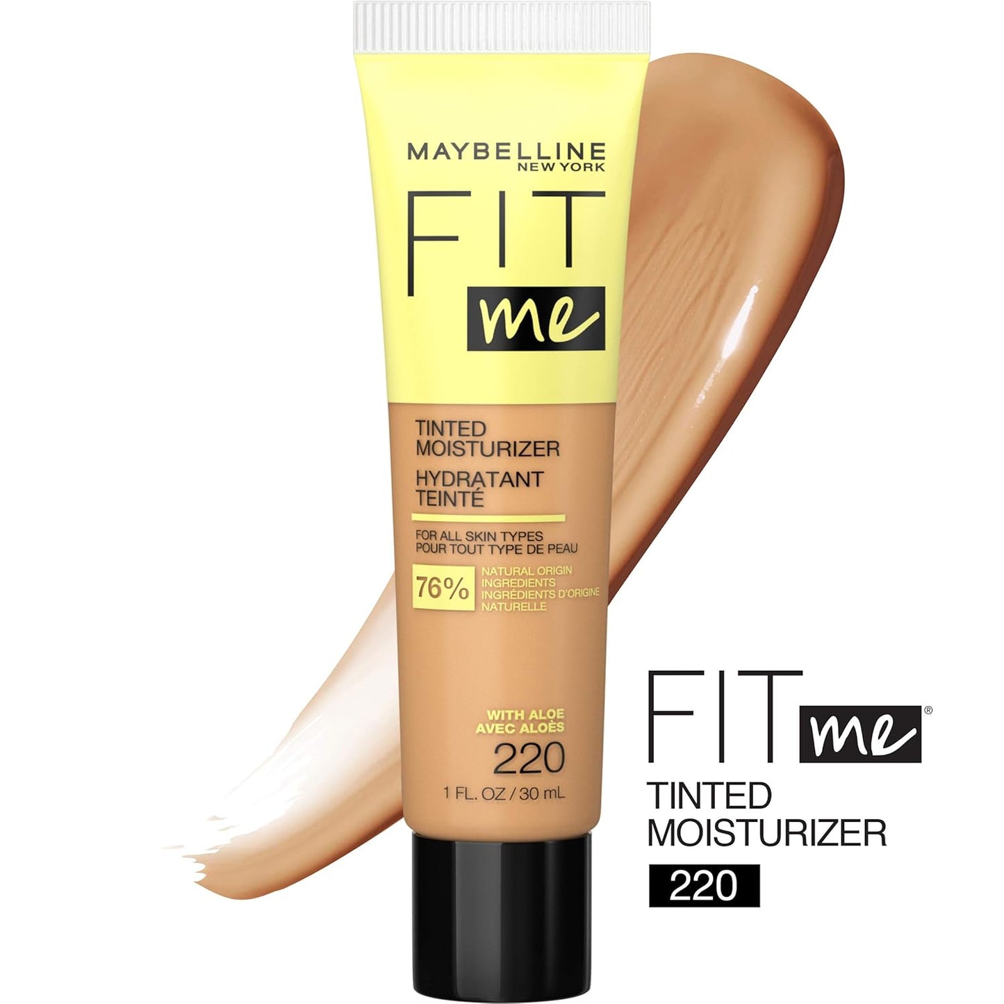 Maybelline Fit Me Tinted Moisturizer, Natural Coverage, Face Makeup, 220, 1 Count