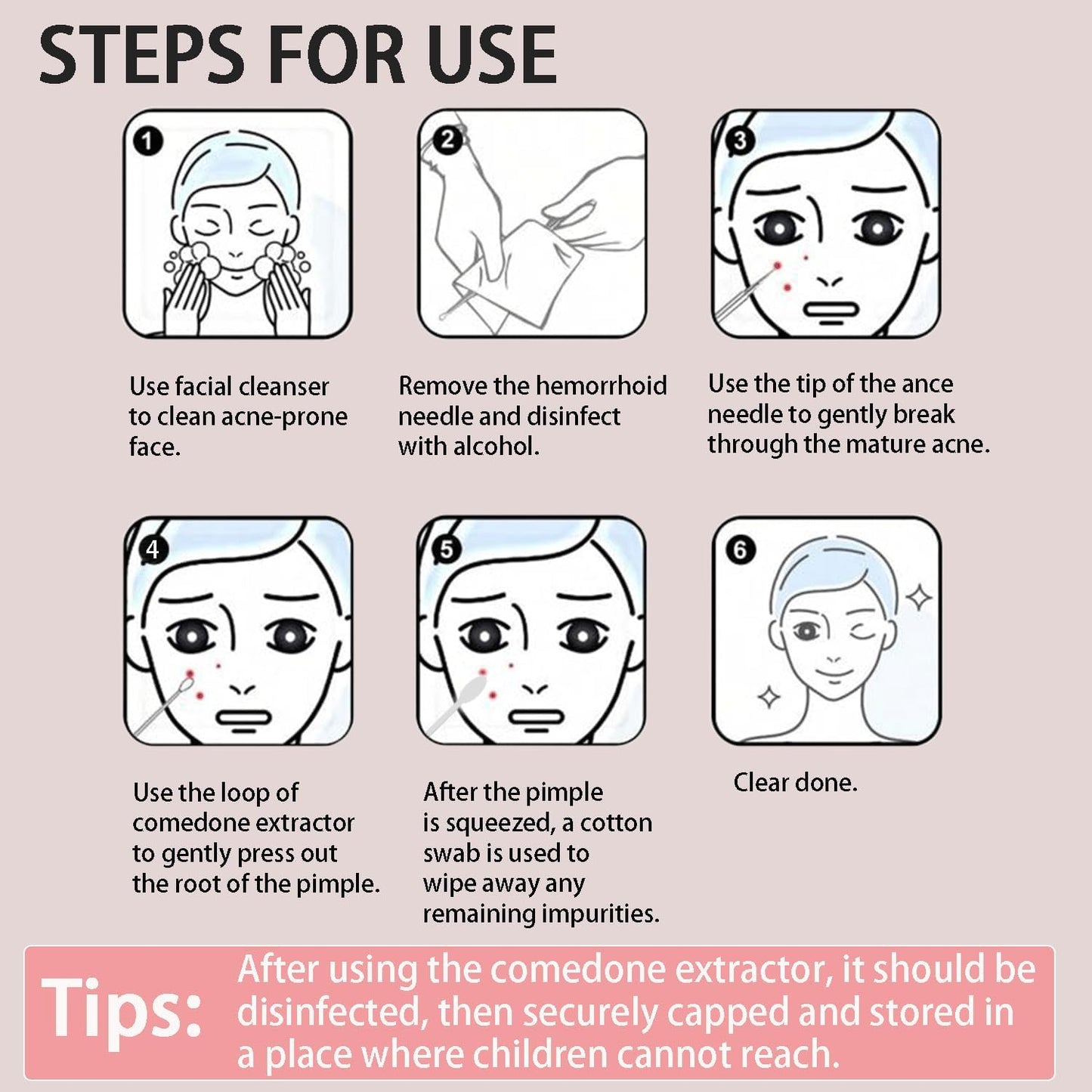 2-in-1 Professional Stainless Steel Acne Removal Needle, Whitehead & Blackhead Remover Tool, Pimples Comedone Extractor Removal Tool, Double Ended Needle with Cap Removal for Nose Face Tools(Sliver)