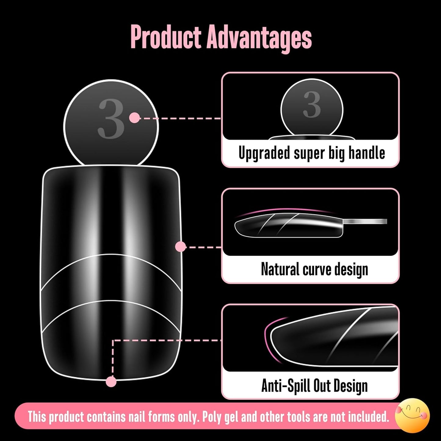 Upgrade Toe Dual Nail Forms for Poly Gel with Inner French Tips Auxiliary Line for Toenail Extension, Square Soft Gel Nail Extension, Full Cover Molds for Pedicure DIY x 15 Sizes 270 pcs