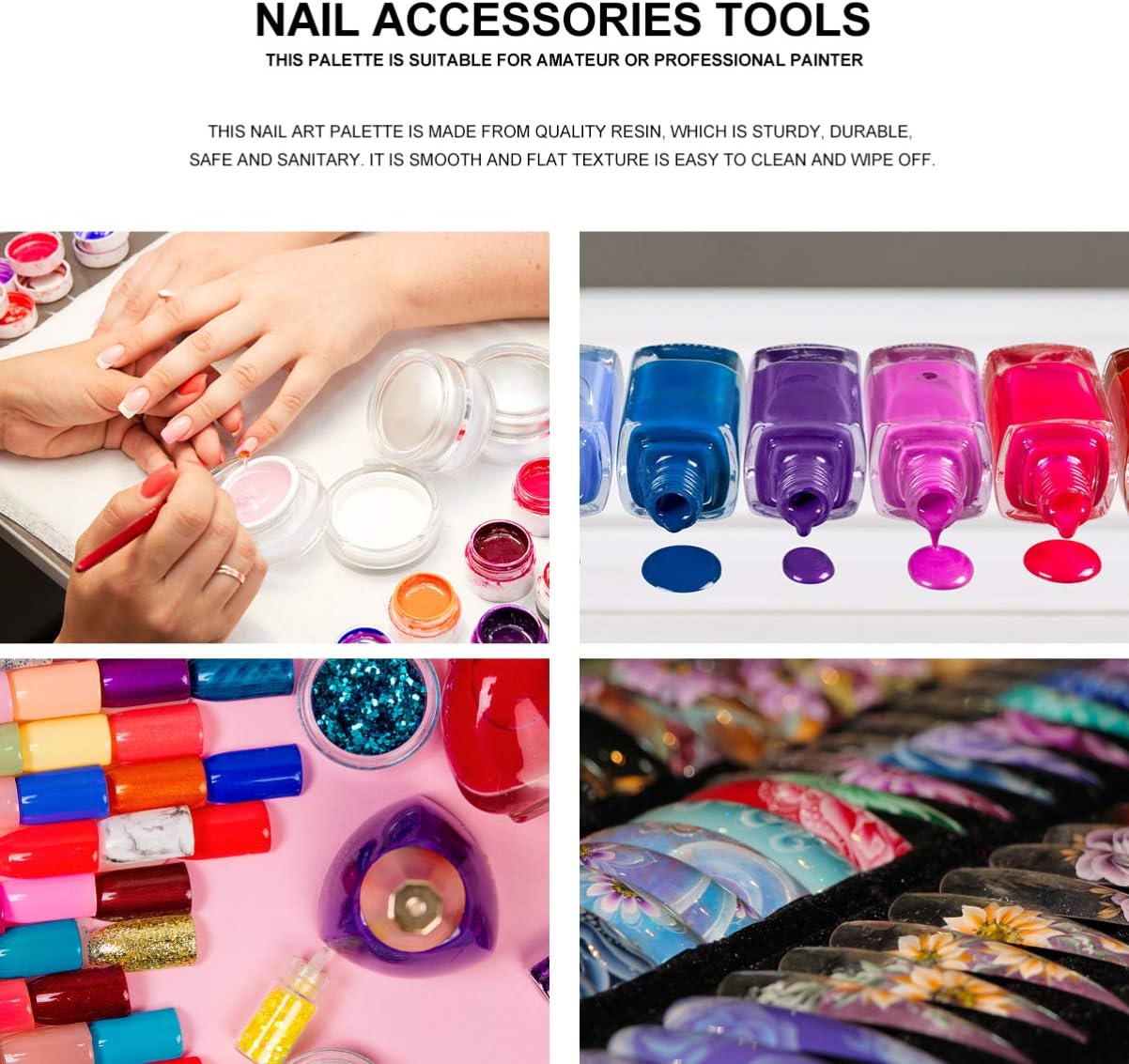 Minkissy 2pcs Resin Nail Art Palette Polish Holder Drawing Color Palette Nail Art Painting Gel Palette Manicure Tool Style 3