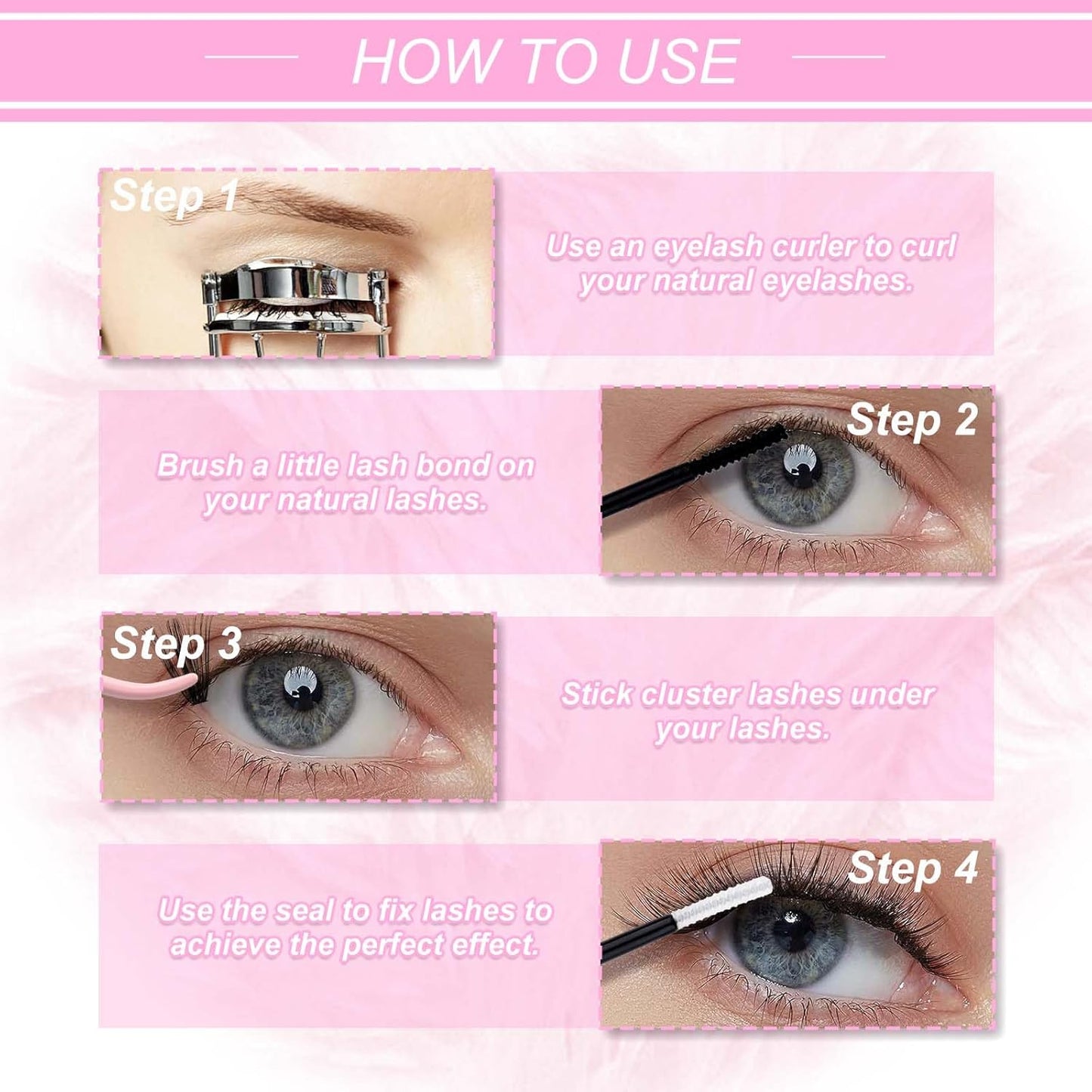 Lash Clusters Individual Lashes Cluster Mixed Tray D Curl Lash Clusters DIY Eyelash Extensions Individual Cluster Lashes Self-application at Home (40D-0.07D,12-18mm)