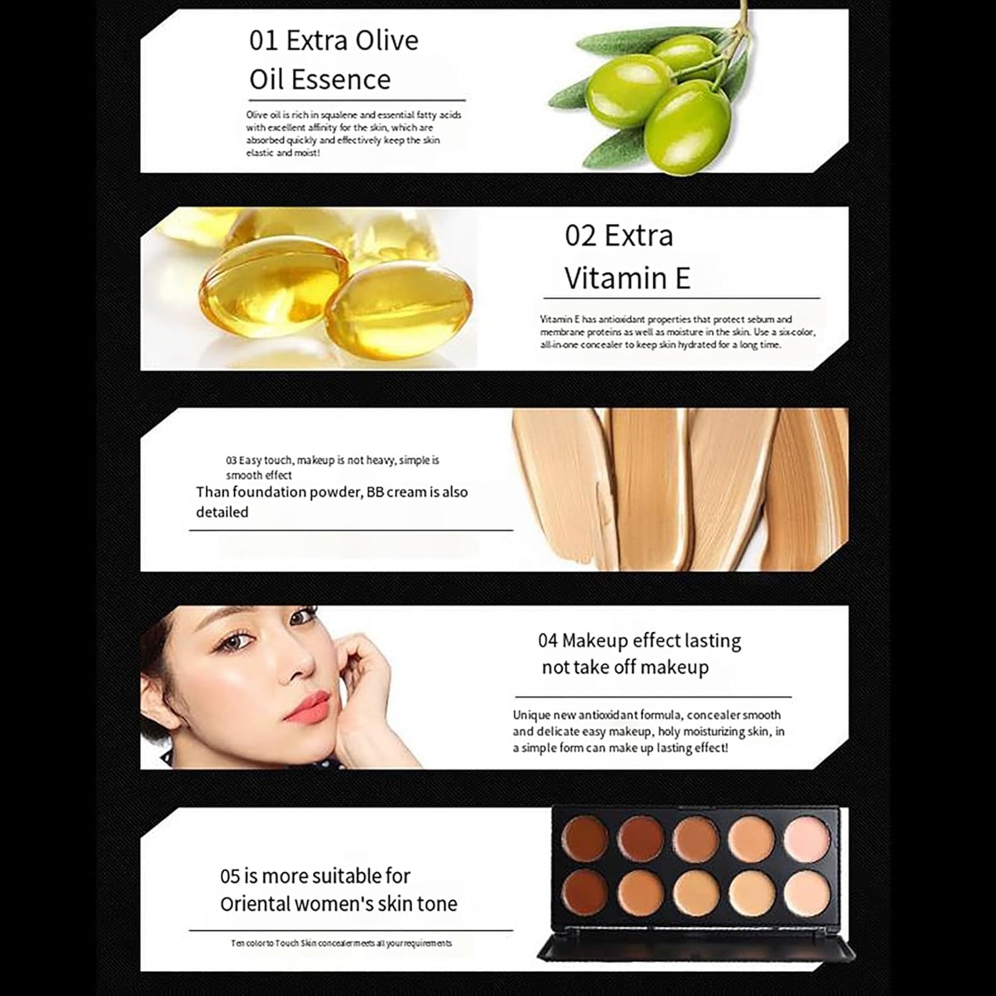 Professional Makeup Cream Contour Palette, Joyeee 10 Colours Concearler Full Coverage & Makeup Brush Set Contour Concearler Palette Contouring Face Make Up Gift for Women Girls