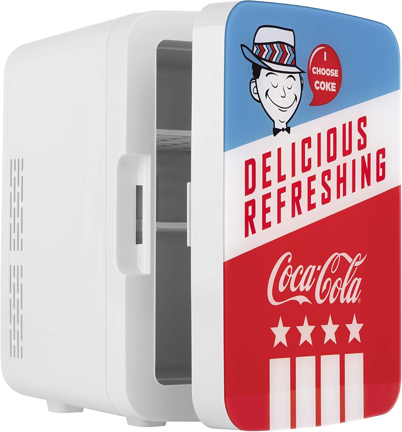 Cooluli Retro Coca-Cola Mini Fridge for Bedroom - Car, Office Desk & College Dorm Room - 10L/12 Can Small Refrigerator - AC/DC 12V Portable Cooler & Warmer for Food, Drinks & Skincare (Coke, Vintage)