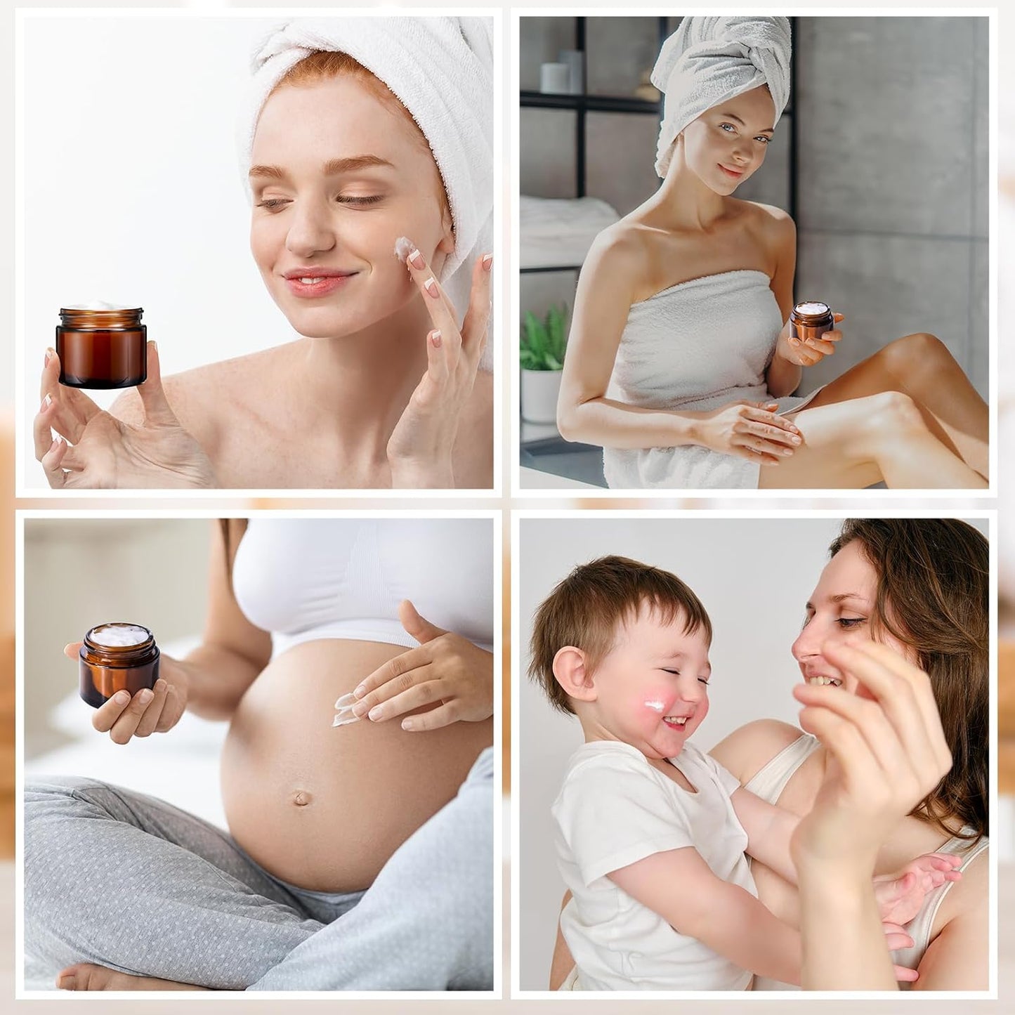 Domensi 72 Pcs 2 oz Glass Jars with Lids Travel Size Round Leakproof Empty Cosmetic Jars with Inner Liners Lid for Storing Makeup Lotions Face Cream Ointments Candle DIY Making (Amber)