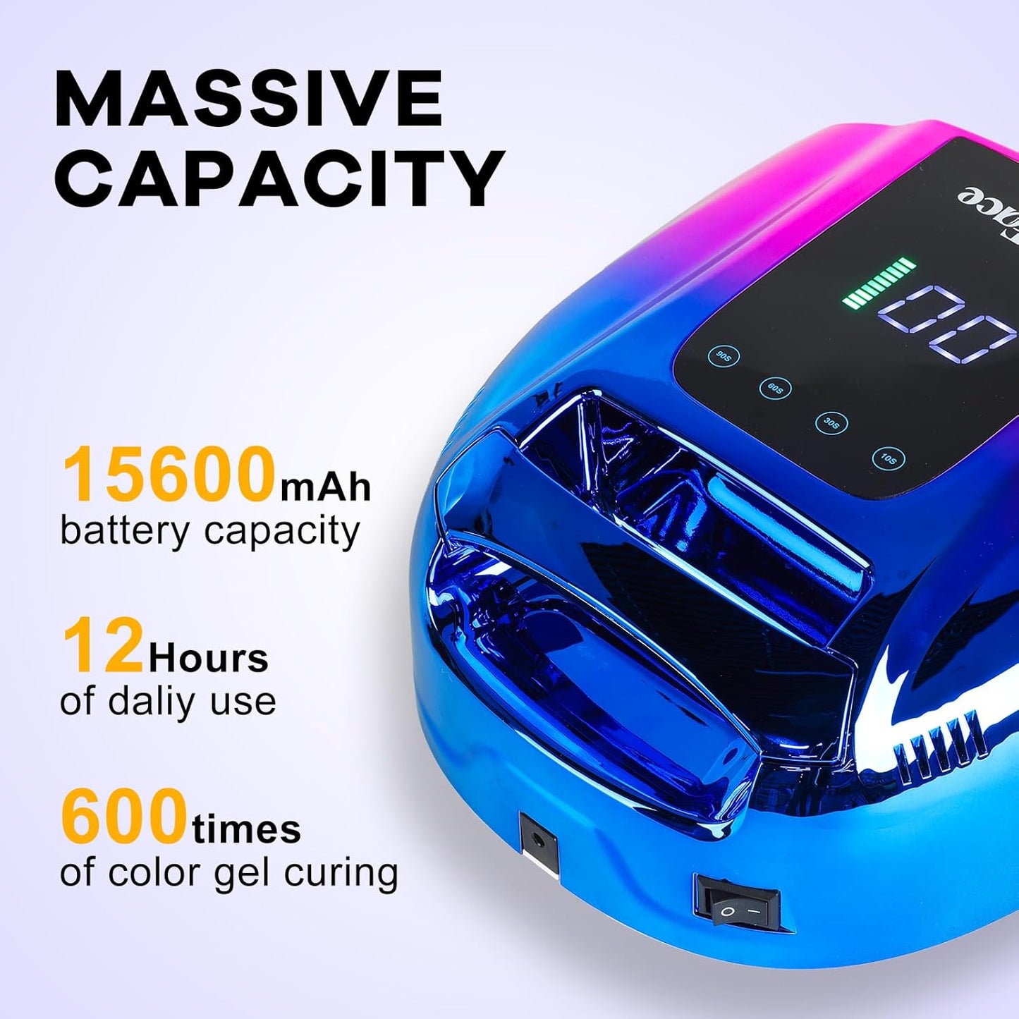 96W Rechargeable UV LED Nail Lamp UV Light for Gel Nails Cordless Gel Nail Lamp Nail Dryer with 42 Beads Smart Sensor & Metal Base