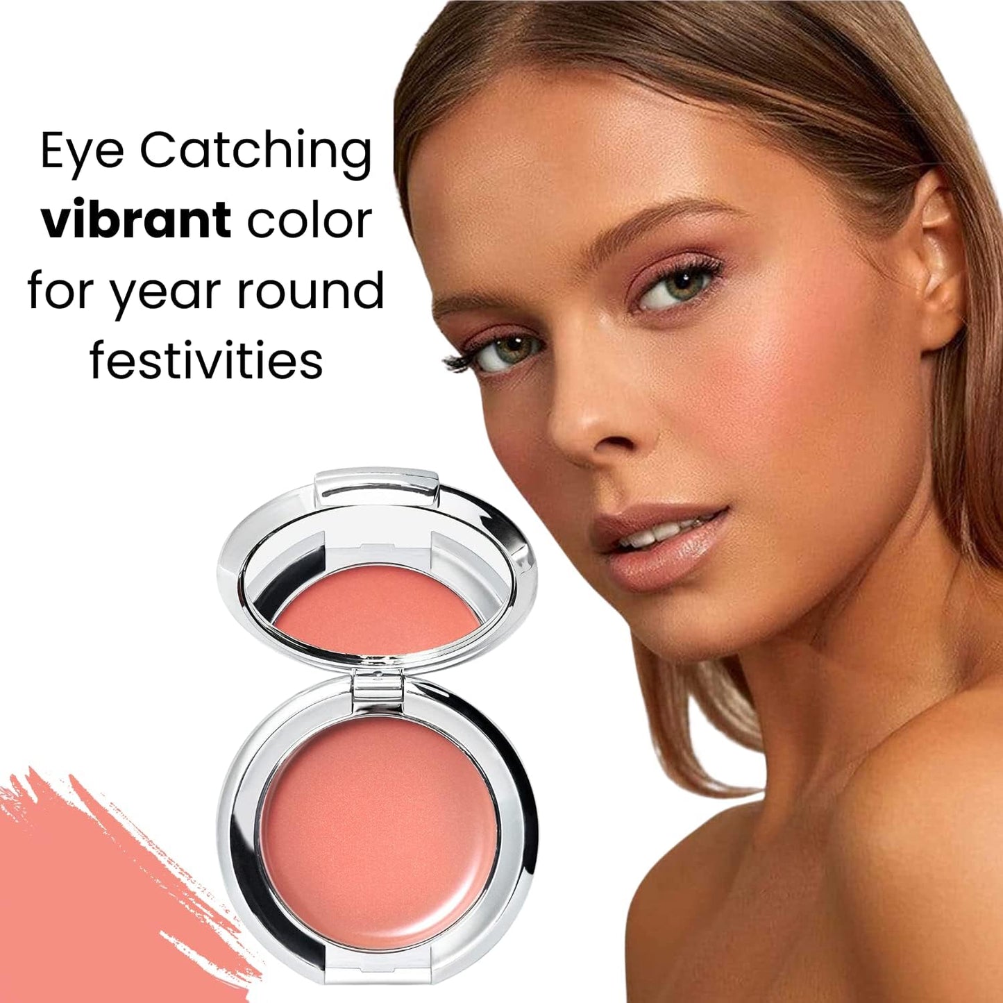 Nude Envie - Cream Blush - Creamy & Blendable for Easy Application - Pigmented Long-Lasting Dewy Finish - With Hyaluronic Acid - Mirror Compact - Vegan, Paraben-Free & Cruelty-Free - Ibiza Nude