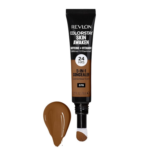 Revlon ColorStay Skin Awaken 5-in-1 Concealer, Lightweight, Creamy Longlasting Face Makeup with Caffeine & Vitamin C, For Imperfections, Dark Circles & Redness, 078 Truffle, 0.27 fl oz
