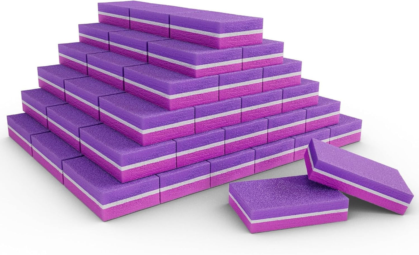 Moray Nail Buffer, Buffer Block Nail File 100/180 Grit, Mini Nail Buffers Block Sponge Double Sided Nail File for Acrylic Nails Manicure Tools 50PCS (Pink-Purple)