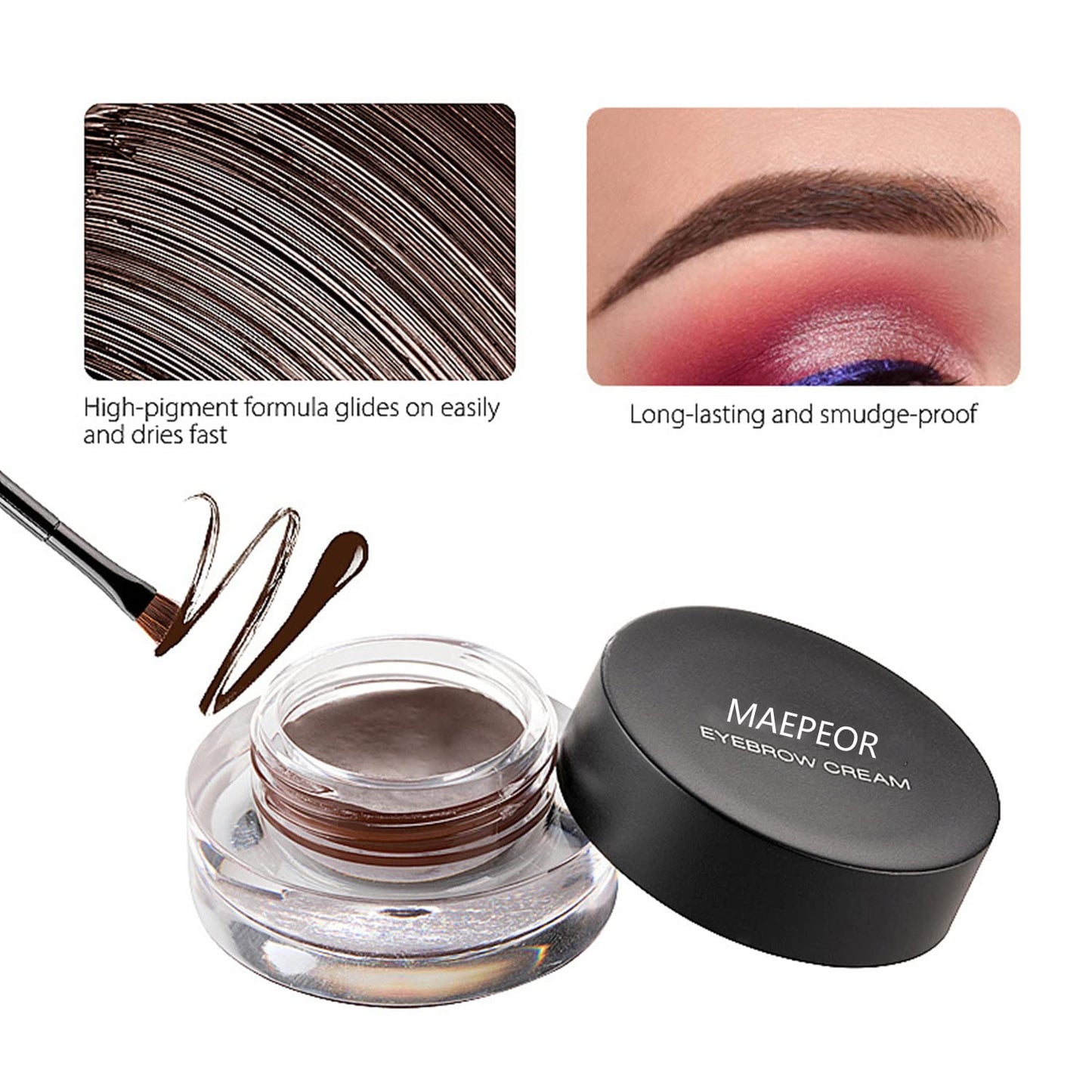 MAEPEOR 12 Colors Eyebrow Pomade Full-pigmented Long Lasting Waterproof Eyebrow Cream Gel Filling & Shaping Tinted Eyebrows Enhancers with Brush for Daily or Cosplay (11 Sky Blue)