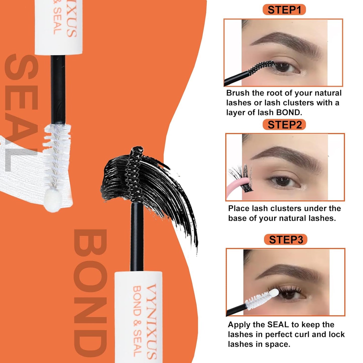Lash Bond and Seal Waterproof 3-IN-1 Lash Remover for Lash Extensions Lash Glue for Eyelash Clusters DIY Eyelash Extension Remover Lash Cluster Glue Kit Eyelash Remover 15ml (Black)