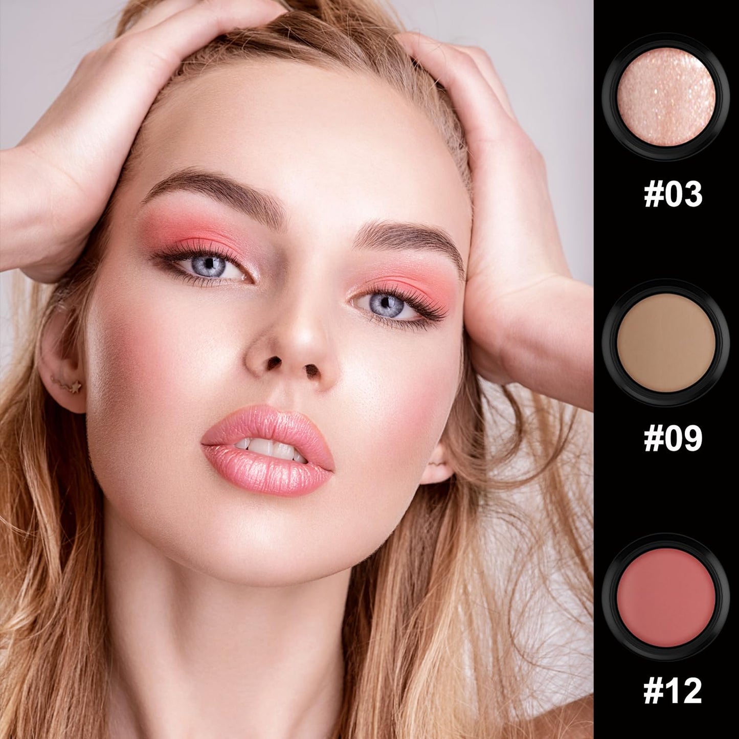 3 Pcs Cream Contour Stick Makeup Kit, Shades with Highlighter, Blush and Bronzer Contour Stick for Sculpt the Cheeks, Waterproof, Matte & Dewy Finish (Fair-Light,#03+#09+#12)