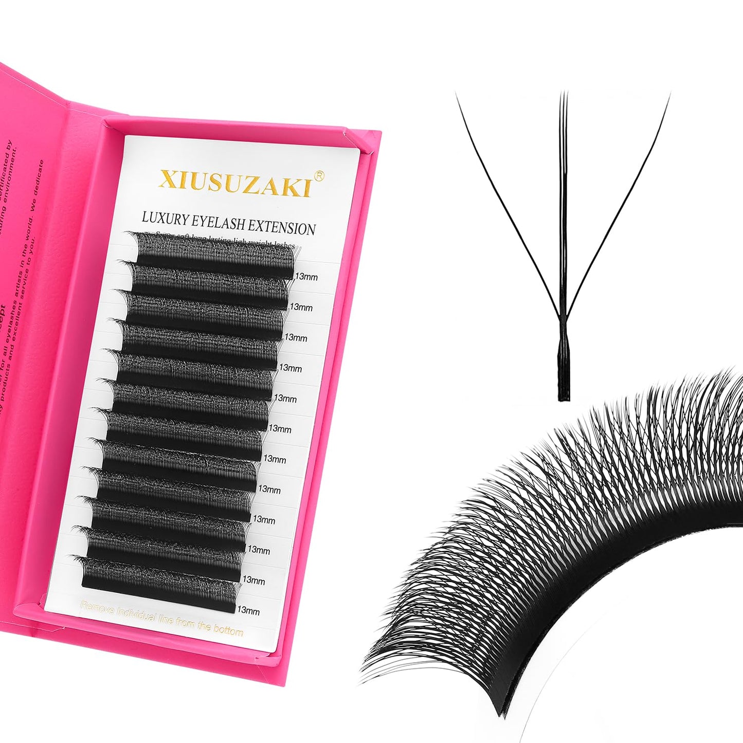 Lash Extensions Three Core Tips 3D Eyelash Extensions W Shape 0.07mm Thickness C Curl 12mm Premade Fans Easy Fan Volume Lashes Matte Black Crisscross(W-3D-Three Core-0.07-C,12mm)