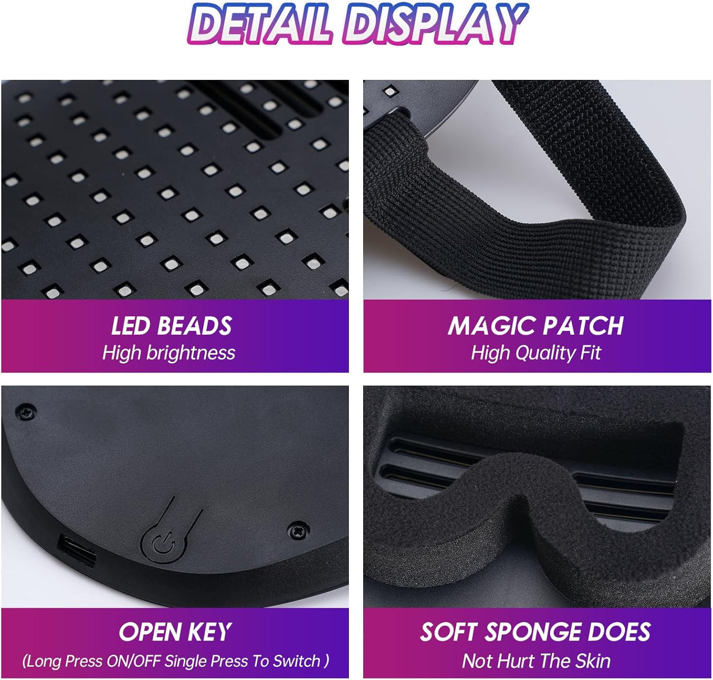 LED light mask with gesture sensing, unisex LED Halloween mask for costume role-playing party, masquerade ball