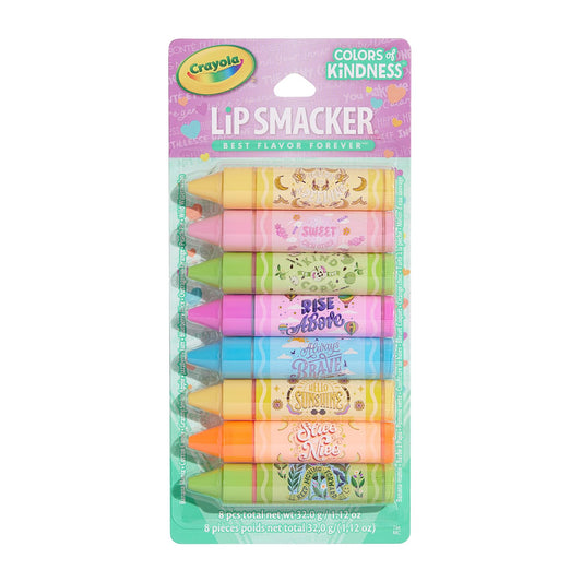 Lip Smacker Crayola Party Pack - 8 Moisturizing Lip Balms, Fun Flavors, Hydrating & Protecting, Glossy Finish - Cruelty-Free