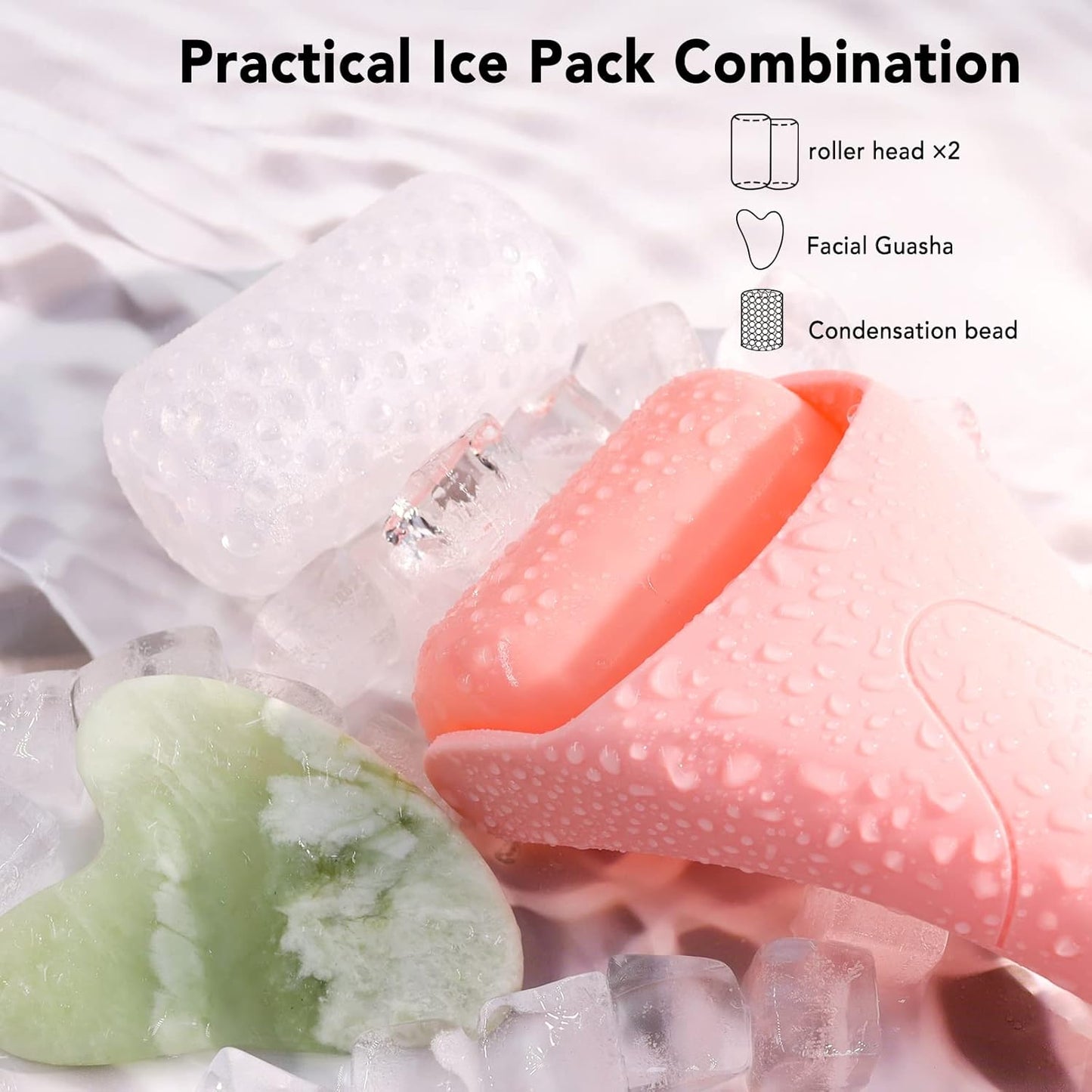 huefull Ice Roller for Face with 2 Rollers and Gua Sha Facial Tools, Face Roller for Self Care, Guasha Tool for Face, Puffiness Relief, Skin Care Gifts for Woman Men, Self Care Gifts